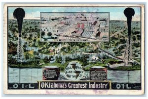 1921 Oil Oklahoma's Greatest Industry Oil Refinery Tulsa Oklahoma OK Postcard