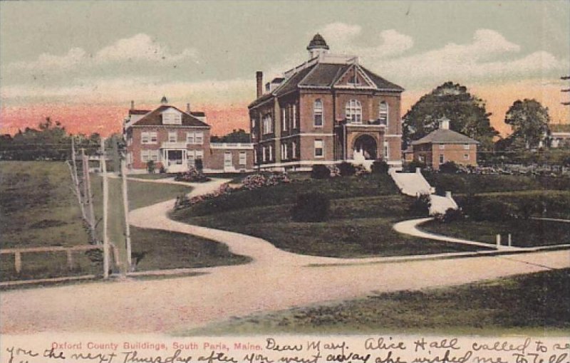 Maine South Paris Oxford County Buildings 1906