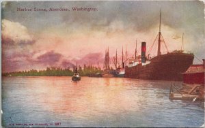 Aberdeen Washington Harbor Scene Ship Tugboat c1910 Kropp Postcard G11