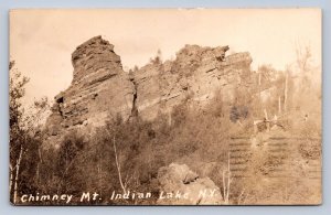 J96/ Indian Lake New York RPPC Postcard c1920 Chimney Mountain  260