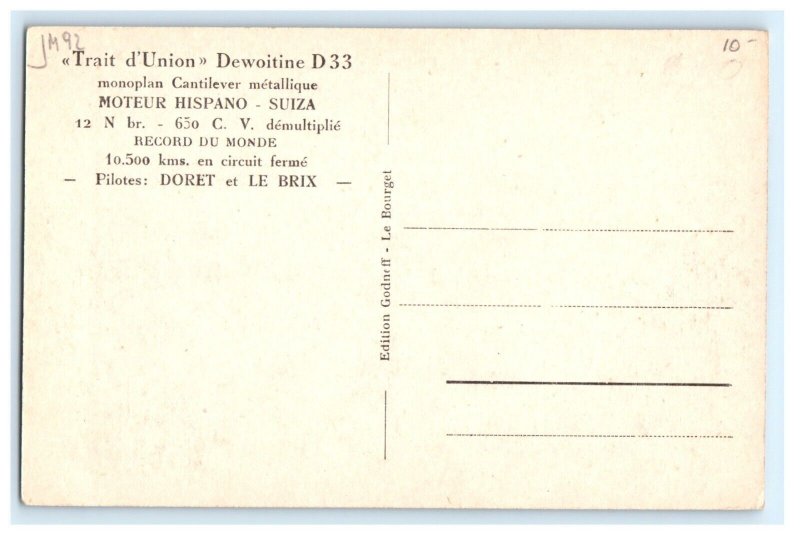 Le Trait D'Union Terminus Aviation Buffet France Airport Airplane Postcard (FW1)