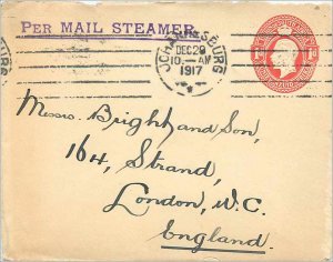 Entier Postal Stationery Postal South Africa Johannesburg to London 1917