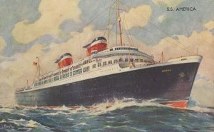 SS America Ship Vintage Postcard