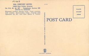 20th Century Motel 1940s Denver Colorado roadside Thomas linen postcard 9935