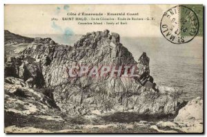 Postcard Old Saint Malo daughter of Cezembre Rocks Study