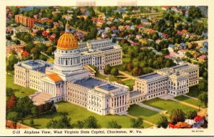 West Virginia Charleston Airplane View State Capitol Building Curteich