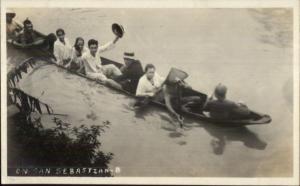 Boating San Sebastian  Philippines c1915 Real Photo Postcard 