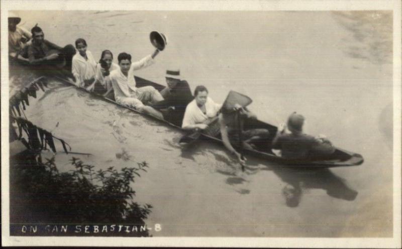 Boating San Sebastian  Philippines c1915 Real Photo Postcard