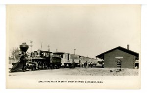 MI - Dearborn. Smith Creek Station, Steam Locomotive, Train       *RPPC