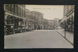 Mint Vintage 1920s Bath Maine Front Street Vintage Cars Real Photo Postcard