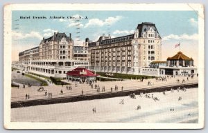 1916 Hotel Dennis Atlantic City New Jersey NJ Building & Crowd Boardwalk Postcar