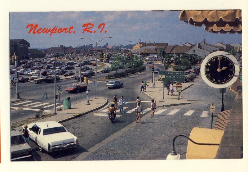 Newport, Rhode Island/RI Postcard, Thames Street & America's Cup Avenue