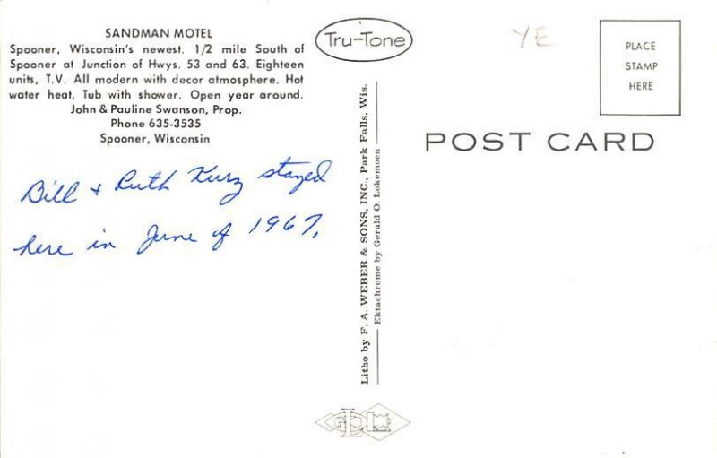 Sandman Motel Postcard