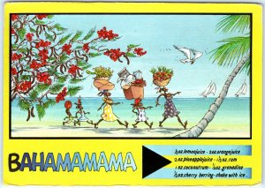 c1980s Nassau, Bahamas Bahamama Drink Recipe Beach Scene Chrome 4x6 PC M18