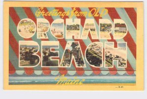 BIG LARGE LETTER VINTAGE POSTCARD GREETINGS FROM MAINE OLD ORCHARD BEACH #1