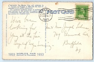 1933 Chicago Illinois Postcard Invites Century Progress Wonder City Exposition