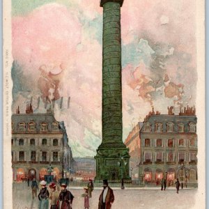 c1910s Paris France Postcard Colonne Vendome Place Monument Schmidt Wolf Nister