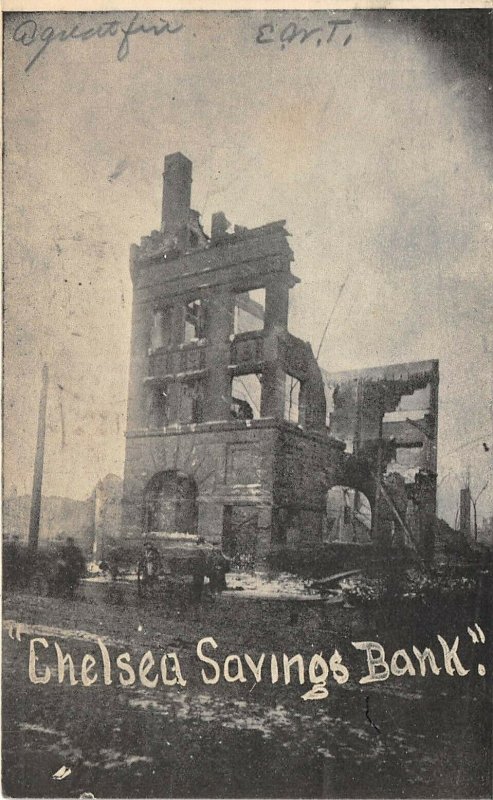 Chelsea Massachusetts 1908 Disaster Postcard Fire Damage Chelsea Savings Bank 