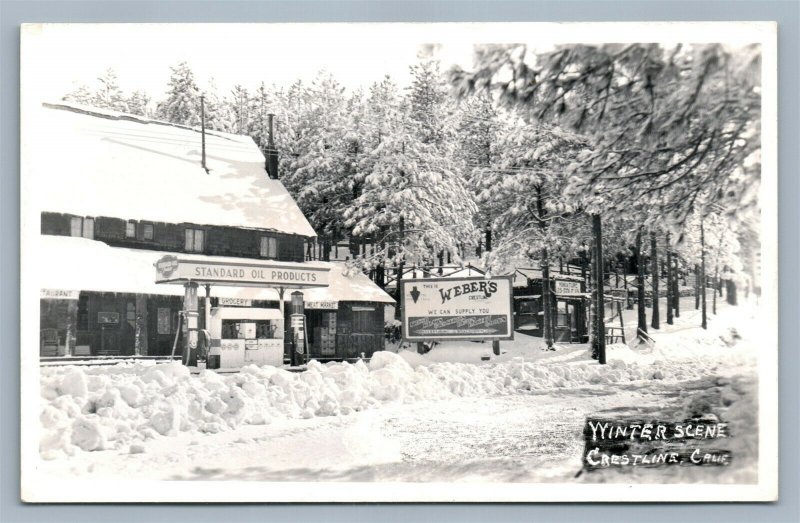 GAS STATION CRESTLING CA VINTAGE REAL PHOTO POSTCARD RPPC STANDARD OIL PRODUCTS 