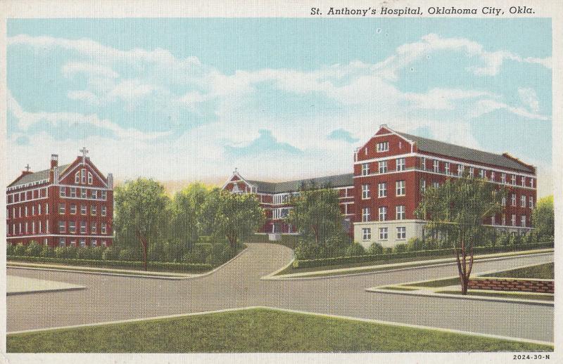 St Anthonys Hospital Oklahoma Okia Old Postcard