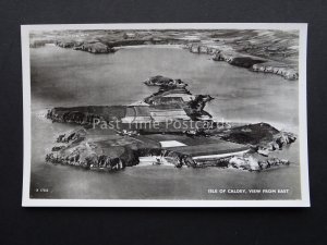 Pembrokeshire THE ISLE OF CALDEY Aerial View from East - Old RP Postcard