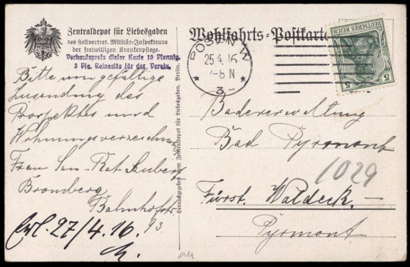 Germany WWI General von Hindenburg Patriotic Portrait PPC G67424