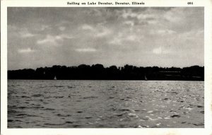 Sailing on Lake Decatur, Decatur IL Vintage Postcard A10