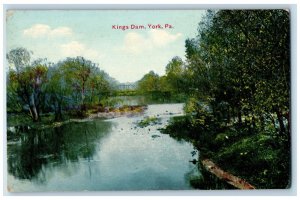 c1910 Quiet Scene, Kings Dam York Pennsylvania PA Antique Posted Postcard