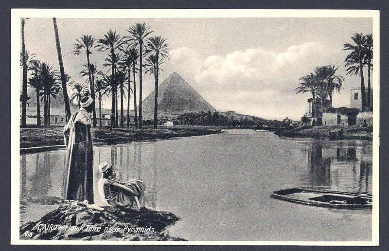 Flood times near the pyramids Cairo Egypt unused c1930's