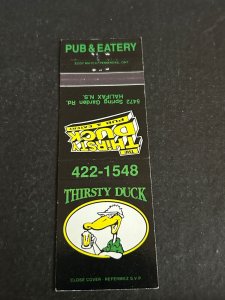 Vintage Matchbook Cover Thirsty Duck Halifax, Nova Scotia, Canada MB184