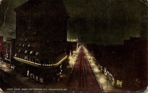 Indiana Indianapolis Massachusetts Avenue Looking NOrtheast At Night