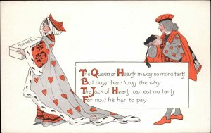 Nursery Rhyme Playing Cards Queen of Hearts Medieval c1910 Postcard