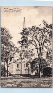 c1950's Congregational Church Building Clock Tower Thompson Connecticut Postcard