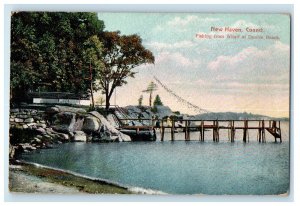 1908 Fishing from Wharf at Double Beach New Haven Connecticut CT Postcard 