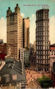 New York City Park Row and St Paul Buildings 1911