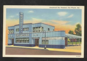 FORT WAYNE INDIANA GREYHOUND BUS TERMINAL DEPOT VINTAGE POSTCARD