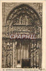 Old Postcard Cathedral of Chartres Royal Portal (Detail)