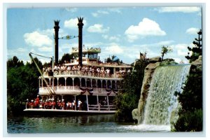1950's Mark Twain Sternwheel Steamboat Waterfall The Magic Kingdom Postcard