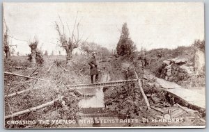 Vtg Crossing Yserloo Near Stenstraete In Flanders Belgium 1910s WWI Era Postcard