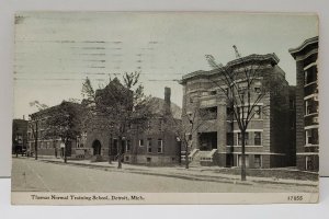 Detroit Michigan Thomas Normal Training School 1914 to Cape May Postcard AA1