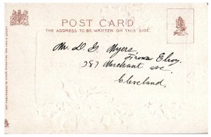 Vintage Christmas Postcard Snowy Church Scene Holly Embossed Unposted