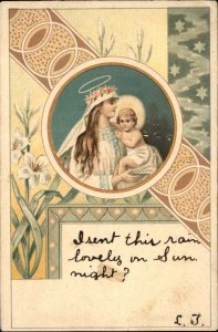 Christmas Angel Hoses Baby Jesus Christ Child Pre-1910 Vintage Postcard