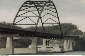 DUBUQUE, Iowa, 50-60s, Mississippi Belle under bridge