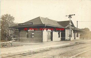 Depot, Iowa, Clarinda, RPPC, CB & Q Railroad Station, 1911 PM