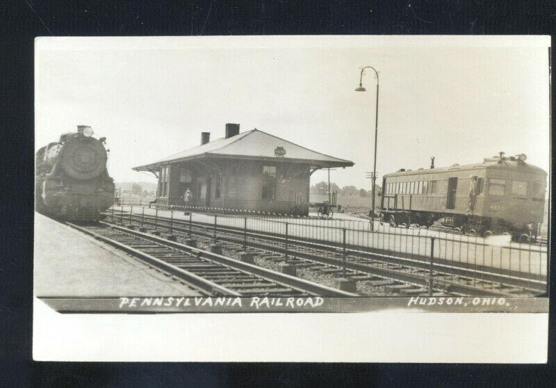 RPPC HUDSON OHIO PENNSYLVANIA RAILROAD DEPOT TRAIN STATION POSTCARD