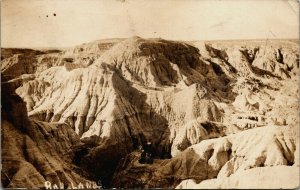 RPPC Badlands Montana Real Photo Postcard Where Pop Has Been Surveying 1918