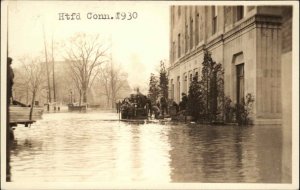 Hartford Connecticut CT Fire Engine in Flood 1930 Real Photo Postcard