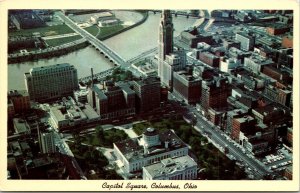 Aerial View Capitol Square Columbus Ohio OH State Capitol Grounds Postcard UNP 