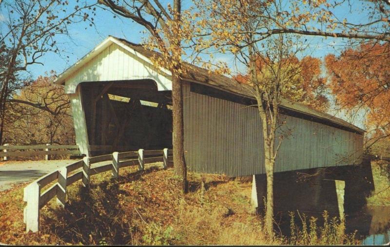 Covered Bridge Sugar Creek Darlington Indiana IN Montgomery County Postcard D2