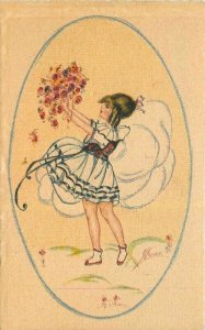 Artist Impression Girl Kurt Flowers 1930s Postcard 21-10835